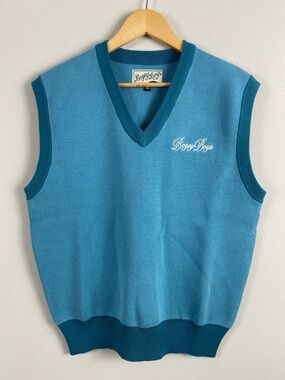 Bogey Boys Dice Sweater Vest | Contrast Color Tipped, V Neck | Blue
